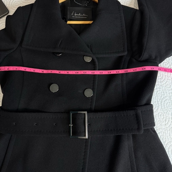 Babaton Black Double-Breasted Trench Coat Wool and Cashmere blend Large - Picture 7 of 16